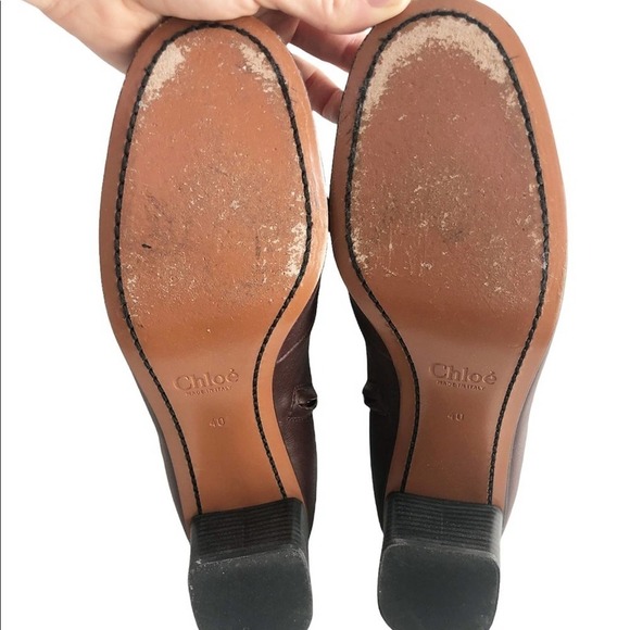 Chloe Calfskin Leather Deep Purple Orson Lace Up Heeled Booties EU 40/US 10 - Picture 10 of 14